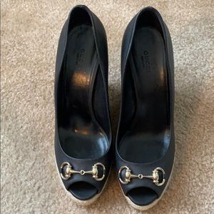 NWOT Gucci horsebit platform wedges